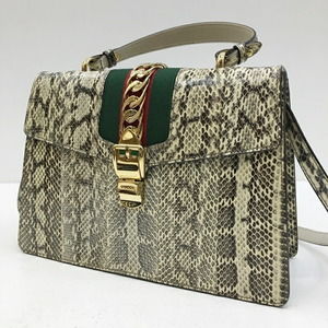 Gucci Python 2WAY Handbag Black